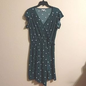 Faux Wrap-Around Dress with Stretchy Sinched Waist